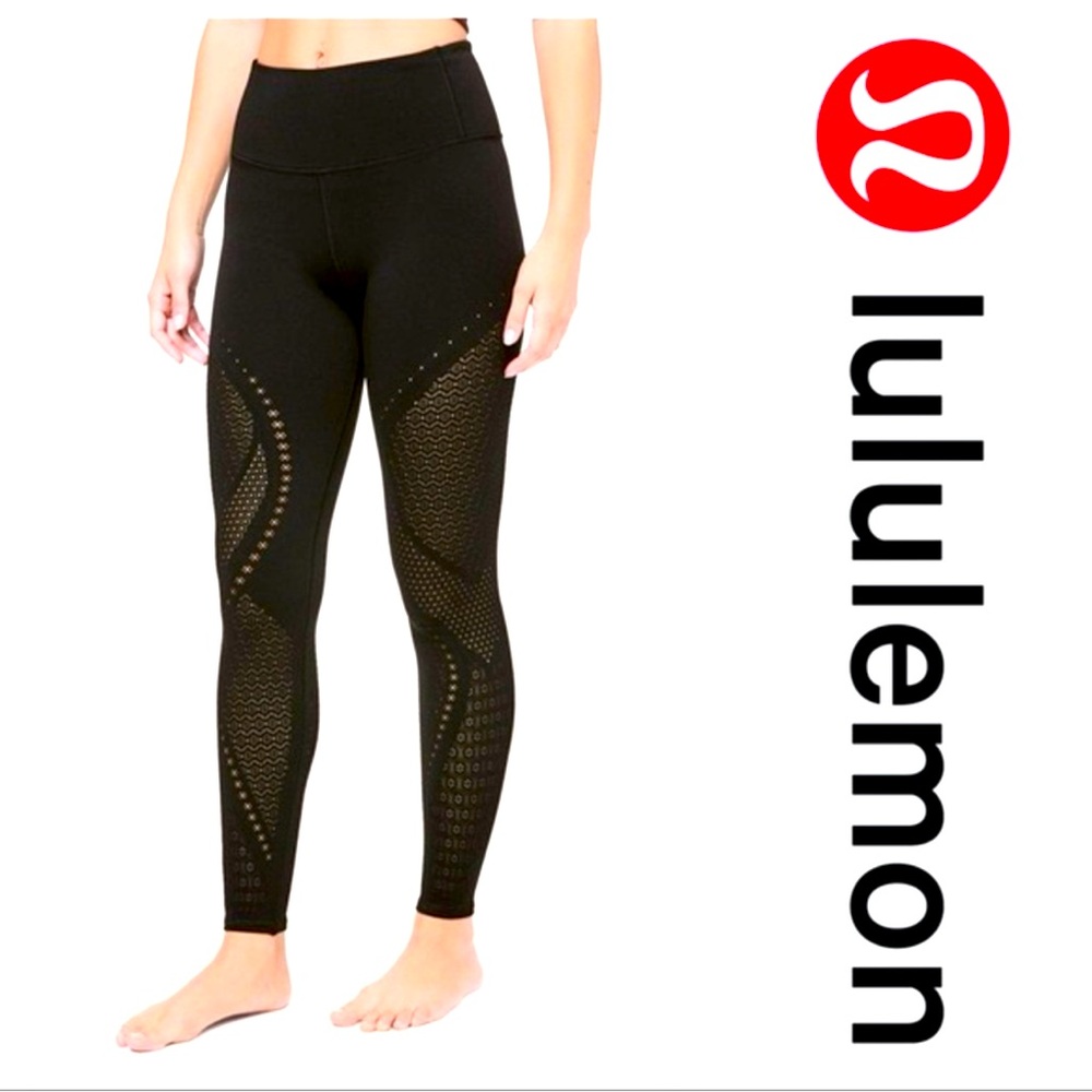 Lululemon black reveal cutout seamless legging. Amazing used condition!